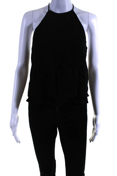 Karina Grimaldi Womens Sleeveless Backless Pullover Halter Blouse Black Size XS