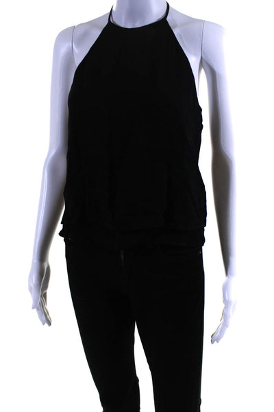 Karina Grimaldi Womens Sleeveless Backless Pullover Halter Blouse Black Size XS