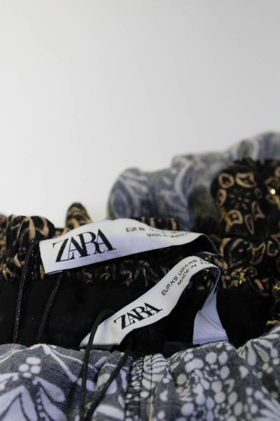 Zara Womens Knit Ruffled Floral Print Slip-On Skirts Top White Size XS S Lot 3