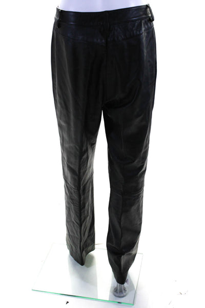 St. John Sport By Marie Gray Womens Black Leather High Rise Pants Size 10