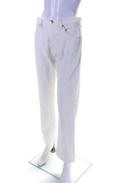 Goldsign Womens Button Fly High Rise Straight Leg Jeans White Denim Size 28