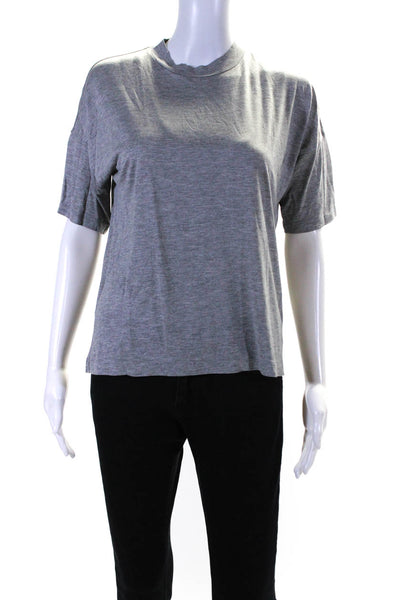 T Alexander Wang Womens Short Sleeve Crew Neck Lightweight Tee Shirt Gray XS