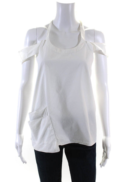 Marni Womens Lace Up Single Pocket Pullover Tank Top White Cotton Size EUR 40