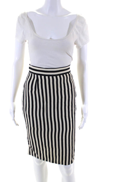 Moschino Couture Womens Knee Length Striped Skirt Black White Size 10