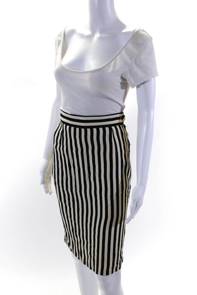 Moschino Couture Womens Knee Length Striped Skirt Black White Size 10