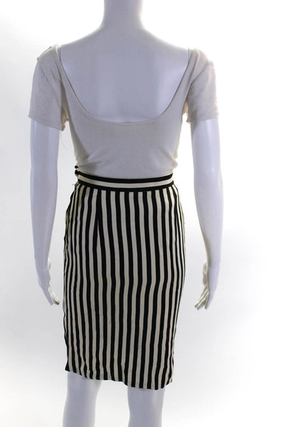 Moschino Couture Womens Knee Length Striped Skirt Black White Size 10