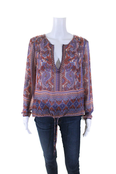 Ecru Womens Paisley Print Long Sleeves Blouse Multi Colored Size Small