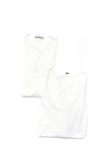 Splendid Womens Scoop V Neck Tee Shirts White Cotton Size Small Lot 2