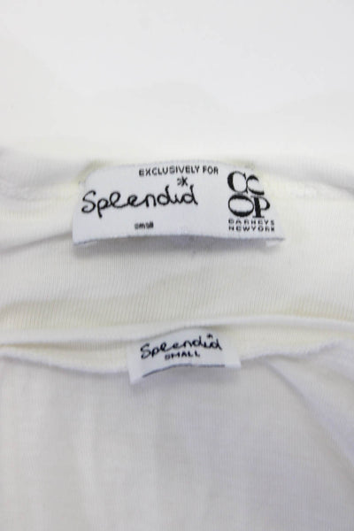 Splendid Womens Scoop V Neck Tee Shirts White Cotton Size Small Lot 2