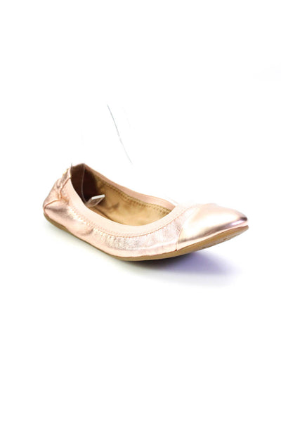 Coach Womens Slip On Cap Toe Metallic Ballet Flats Pink Leather Size 7B