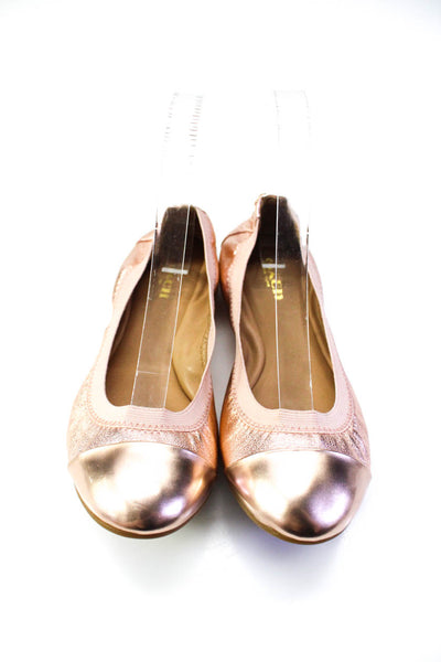 Coach Womens Slip On Cap Toe Metallic Ballet Flats Pink Leather Size 7B