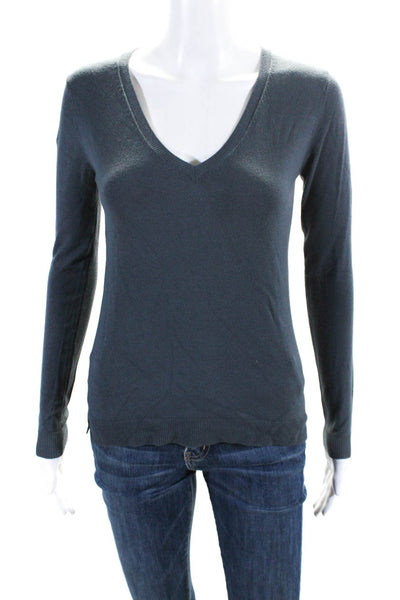 525 America Womens V-Neck Long Sleeve Pullover Sweater Top Dark Blue Size XS