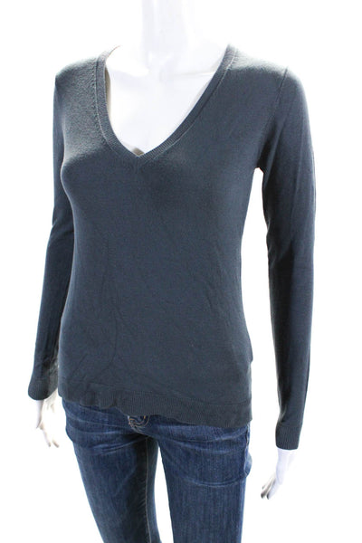 525 America Womens V-Neck Long Sleeve Pullover Sweater Top Dark Blue Size XS