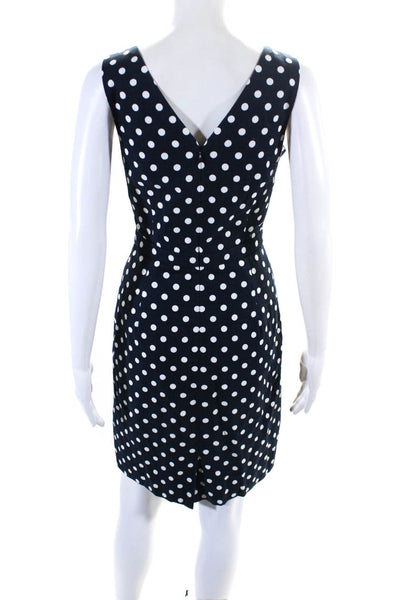 J Crew Women's V-Neck Sleeveless A-Line Mini Dress Blue Polka Dot Size 4