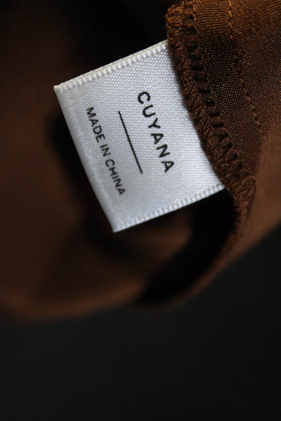 Cuyana Womens Silk Long Sleeve Belted Midi Dress Brown Size XS