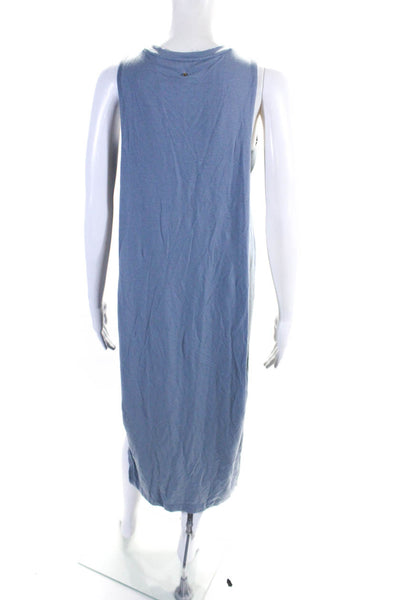 Cuyana Womens Cotton Sleeveless Double Slit Midi T shirt Dress Blue Size XS