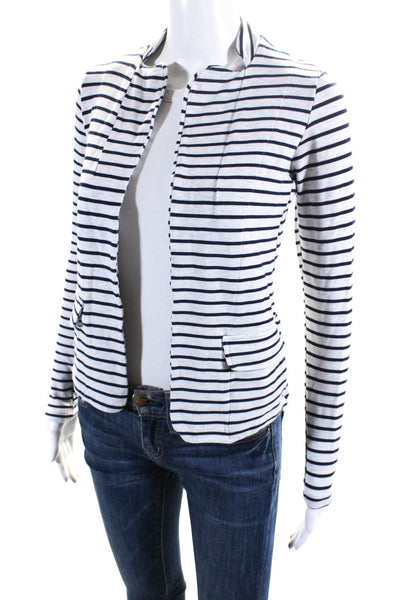 Dolan Womens Open Front Striped Long Sleeve Collared Sweater White Size XS