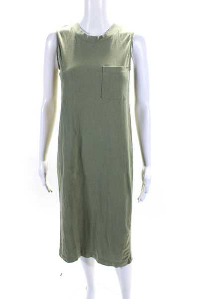 Everlane Womens Cotton Sleeveless Midi Slit T shirt Dress Green Size XS