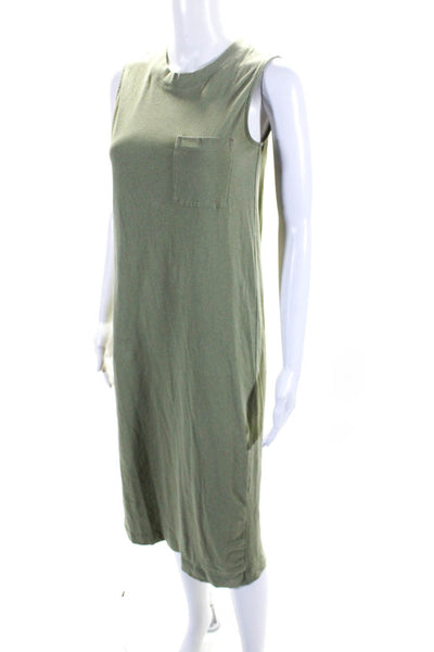 Everlane Womens Cotton Sleeveless Midi Slit T shirt Dress Green Size XS