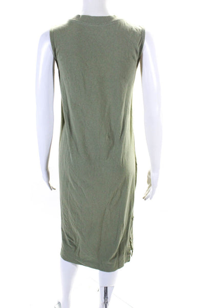 Everlane Womens Cotton Sleeveless Midi Slit T shirt Dress Green Size XS