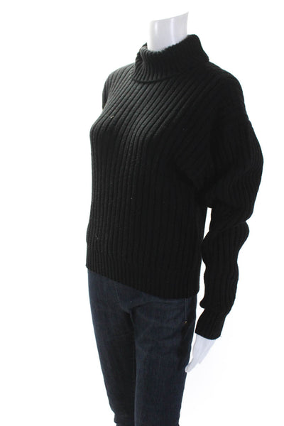 Essentials Womens Ribbed Knit Turtleneck Long Sleeve Sweater Top Black Size XS
