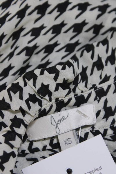 Joie Women's Silk Long Sleeves Button Up Shirt Herringbone Print Size XS