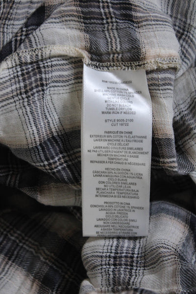 Current/Elliott Women's Round Neck Long Sleeves Plaid Blouse Size 0