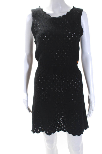 Maje Womens Knee Length Sleeveless Knit A Line Sweater Dress Black Size 2