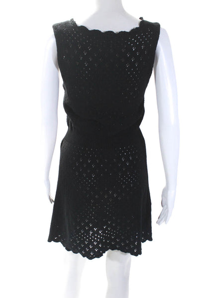 Maje Womens Knee Length Sleeveless Knit A Line Sweater Dress Black Size 2