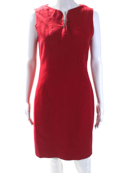 Adam Lippes Womens Bar Pin Sleeveless Sheath Dress Red Cotton Size 6