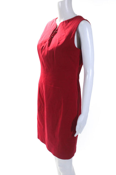 Adam Lippes Womens Bar Pin Sleeveless Sheath Dress Red Cotton Size 6