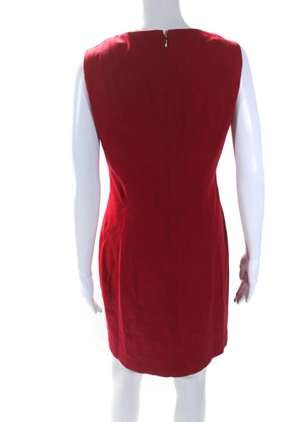 Adam Lippes Womens Bar Pin Sleeveless Sheath Dress Red Cotton Size 6
