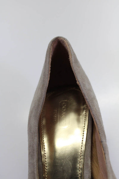 Coach Womens Slip On Block Heel Peep Toe Pumps Brown Suede Size 10