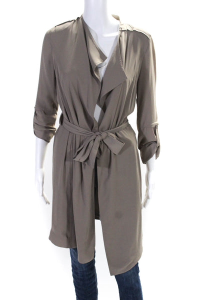 Babaton Womens Long Sleeves Belted Wrap Blouse Gray Size Extra Extra Small