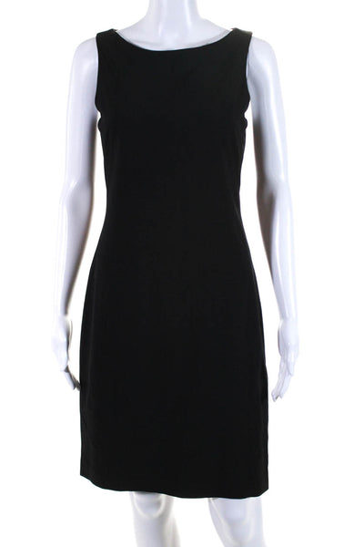 Theory Womens Sleeveless Betty Knee Length Sheath Dress Black Wool Size 4