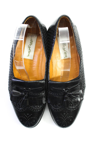 Mezlan Womens Leather Tassel Oxford Slide On Fringe Loafers Black Size 6