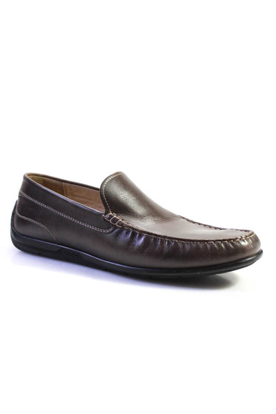 ECCO Mens Leather Slide On Casual Loafers Bark Brown Size 44