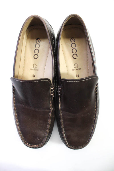 ECCO Mens Leather Slide On Casual Loafers Bark Brown Size 44