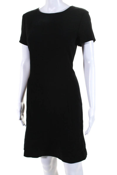 Theory Womens Short Sleeves Natler Modern Crepe A Line Dress Black Size 8