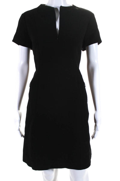 Theory Womens Light Admiral Crepe Short Sleeves A Line Dress Black Size 8