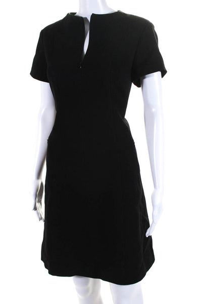 Theory Womens Light Admiral Crepe Short Sleeves A Line Dress Black Size 8