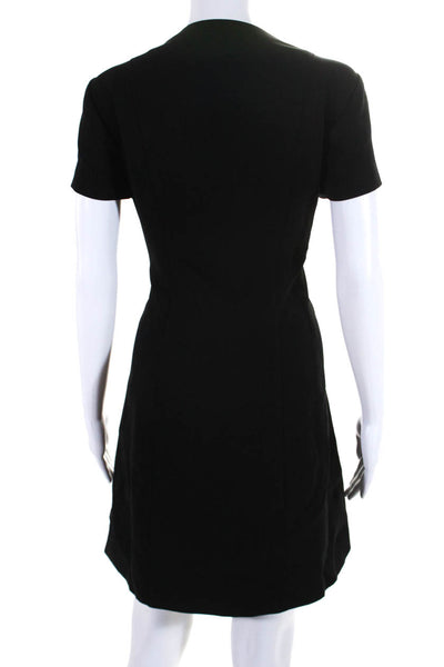 Theory Womens Light Admiral Crepe Short Sleeves A Line Dress Black Size 8