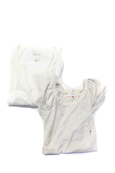 Velvet by Graham & Spencer Sundry Womens Cotton T-Shirts White Size S 0 Lot 2