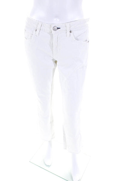 Amo Womens Zipper Fly High Rise Jane Flare Leg Jeans White Denim Size 27