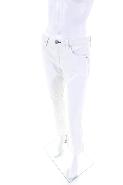 Amo Womens Zipper Fly High Rise Jane Flare Leg Jeans White Denim Size 27