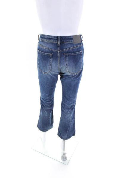 6397 Womens Zipper Fly High Rise Mini Kick Flare Crop Jeans Blue Size 28