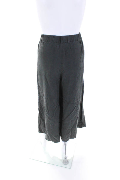 Eileen Fisher Womens Elastic Waistband Wide Leg Cropped Pants Gray Size Small