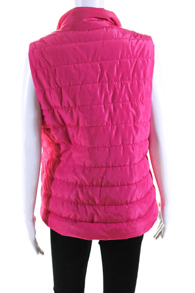 Michael Michael Kors Womens Front Zip Mock Neck Quilted Vest Jacket Pink Large