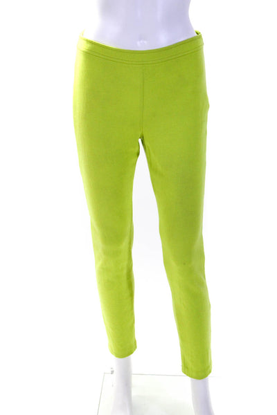 St. John Womens Bright Green High Rise Side Zip Skinny Leg Pants Size S