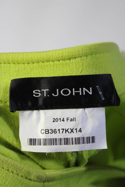 St. John Womens Bright Green High Rise Side Zip Skinny Leg Pants Size S